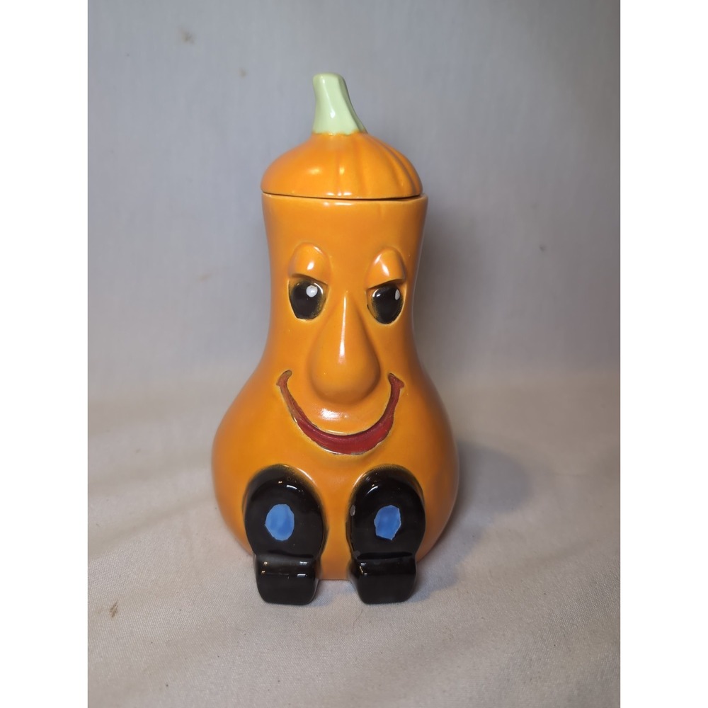 Vintage Ceramic Anthropomorphic Butternut Squash Gourd Pumpkin Fall Halloween 7"